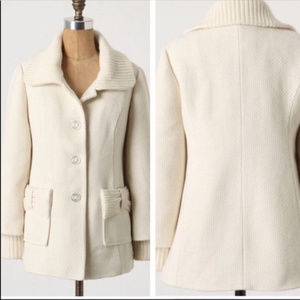 Anthropologie Tabitha Lambswool Cream Coat Small